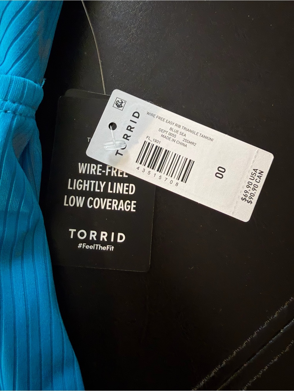 NWT Torrid rib triangle tankini and rib cross side bottom. Size 00 (10) - Picture 4 of 11